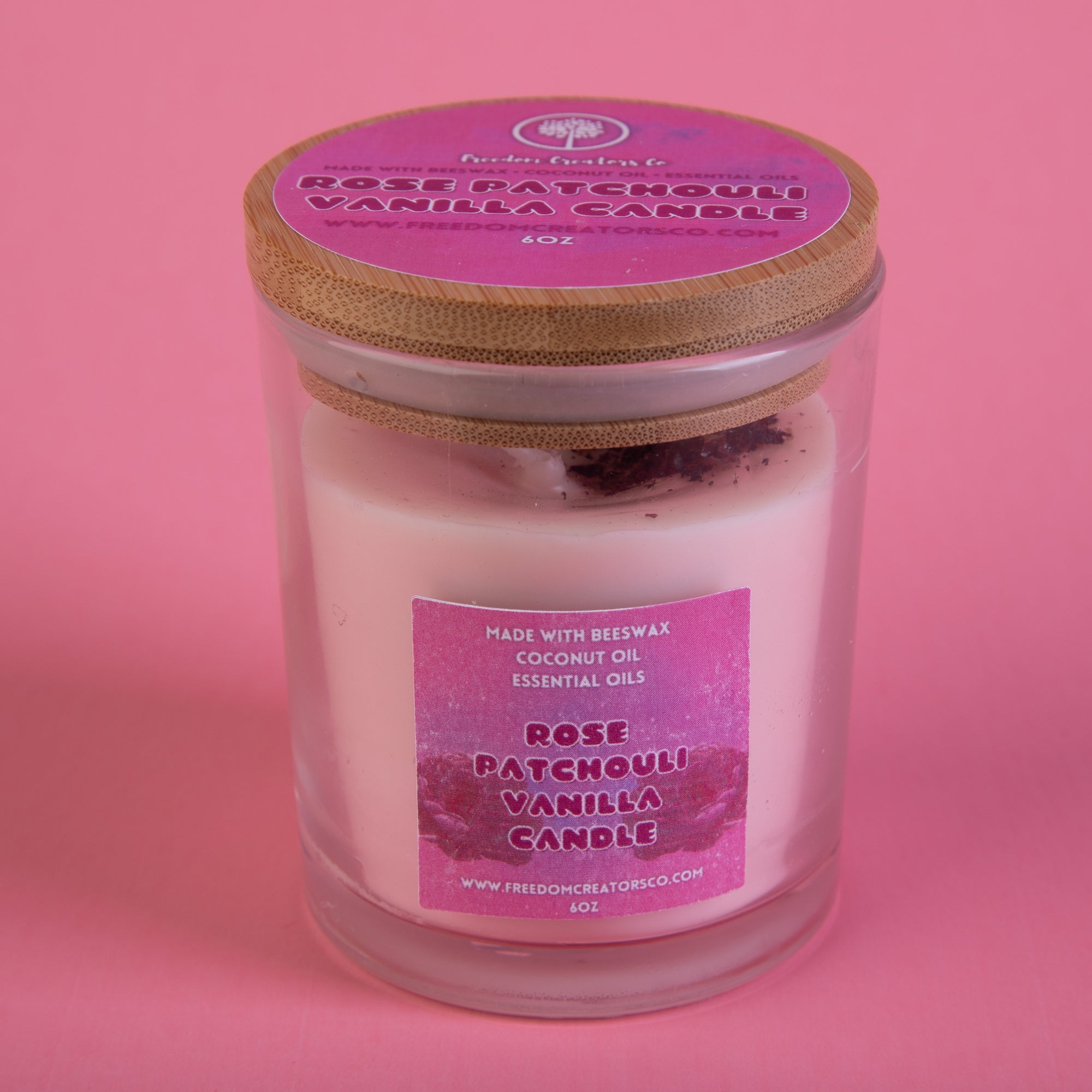 Rose Patchouli Vanilla Toxin-Free Beeswax Candle