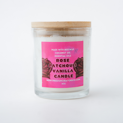 Rose Patchouli Vanilla Beeswax Candle