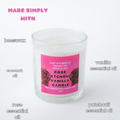 Rose Patchouli Vanilla Beeswax Candle