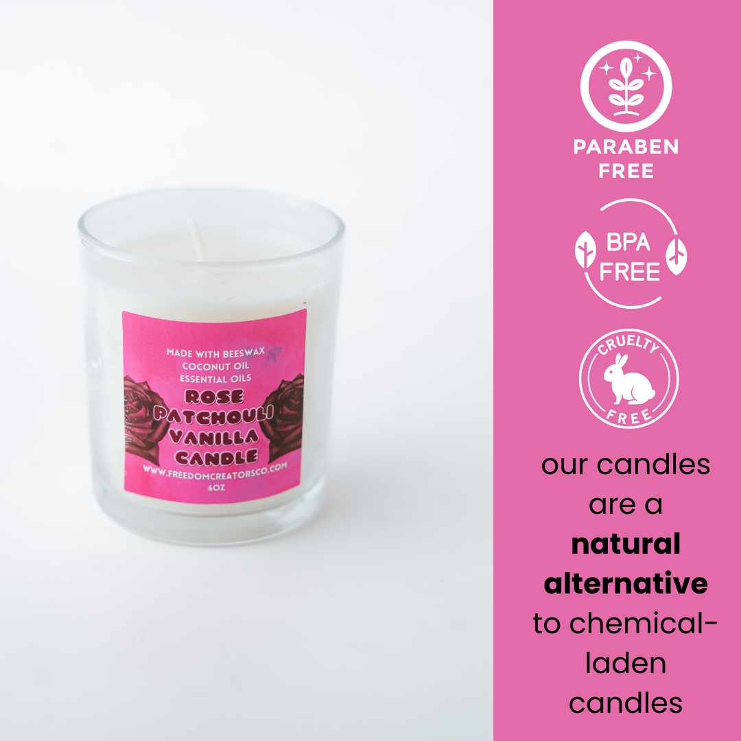 Rose Patchouli Vanilla Beeswax Candle