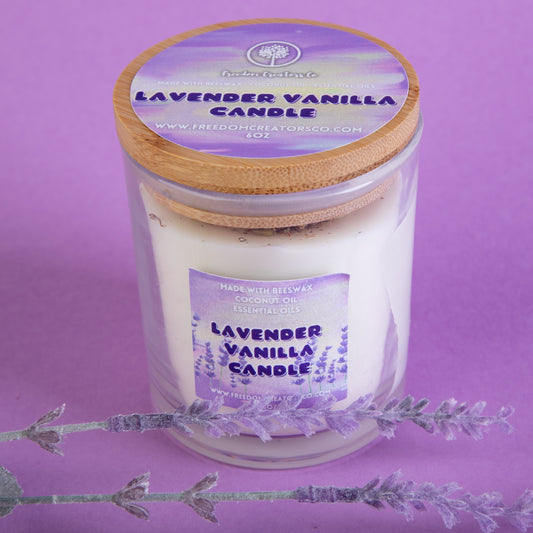 Lavender and Vanilla Toxin-Free Beeswax Candle