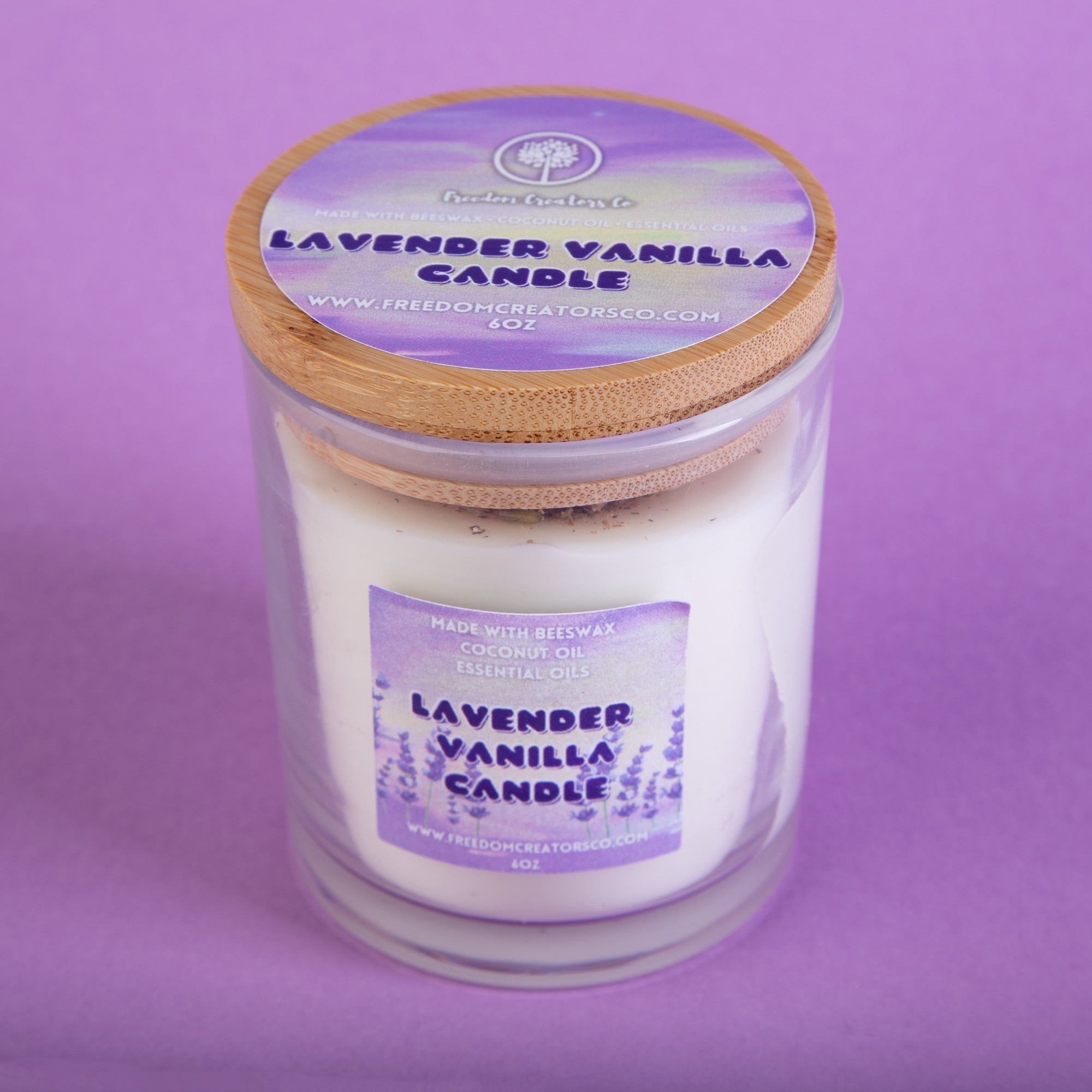 Lavender and Vanilla Toxin-Free Beeswax Candle