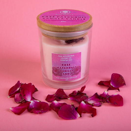 Rose Patchouli Vanilla Toxin-Free Beeswax Candle