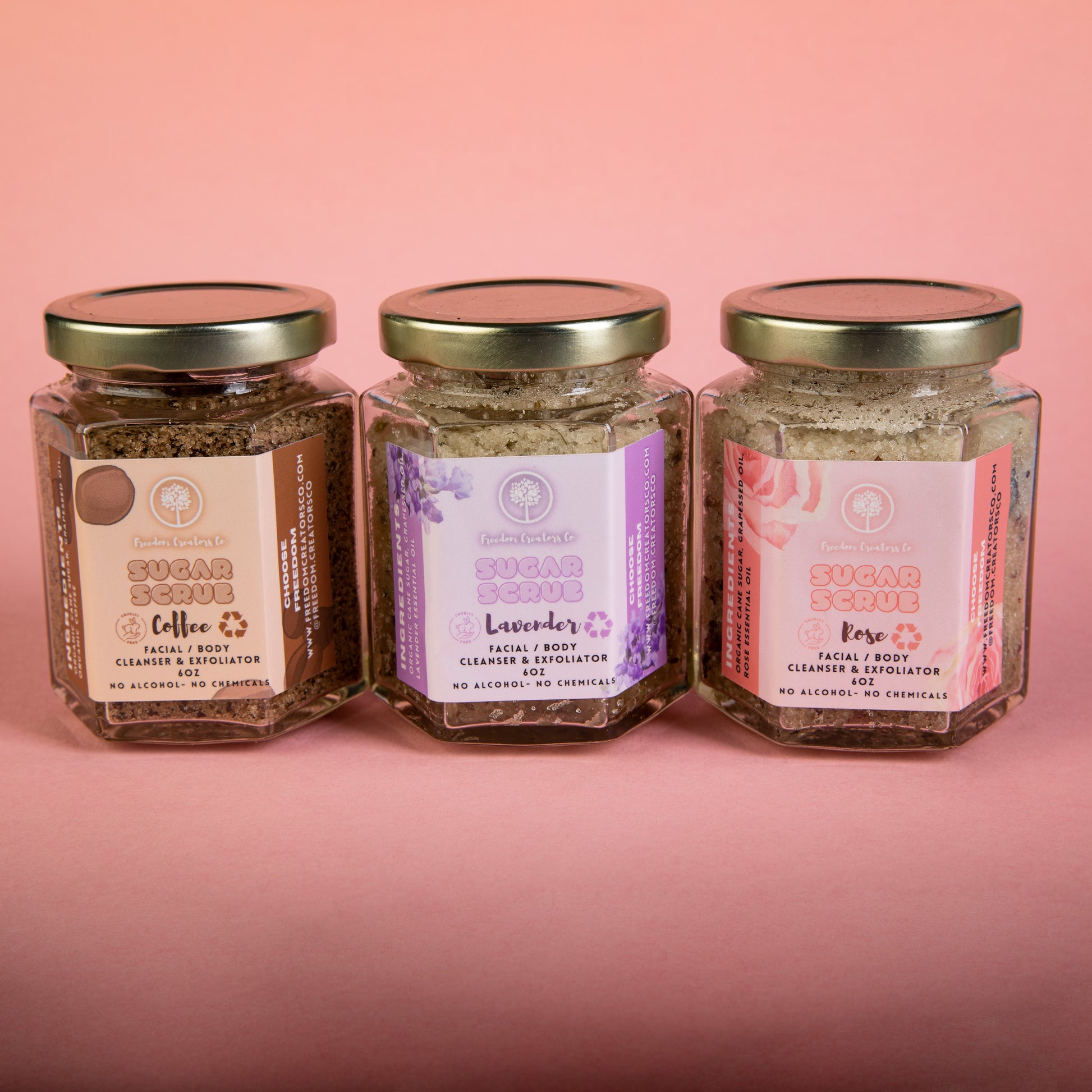 Organic Sugar Scrubs, Coffee, Lavender and Rose